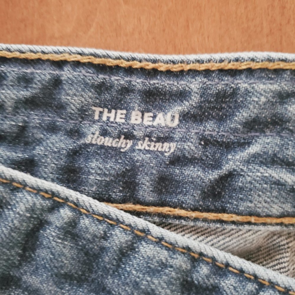Ag The Beau Slouchy Skinny Distressed Destroyed Ripped Jeans 100% Cotton Sz 29R - Picture 14 of 16